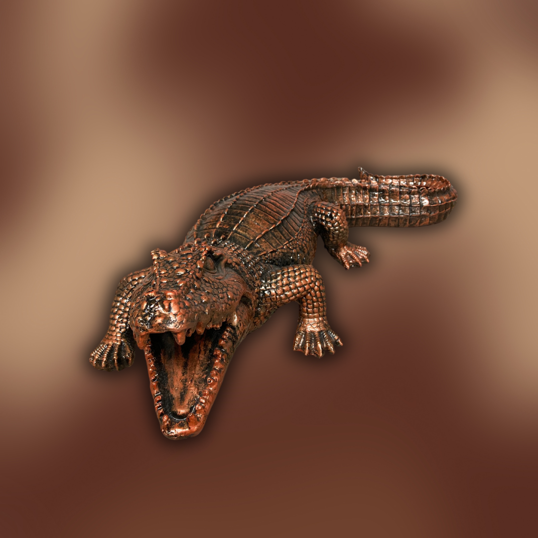 Krokodil bronze-antik aus Kunstharz - 58cm lang