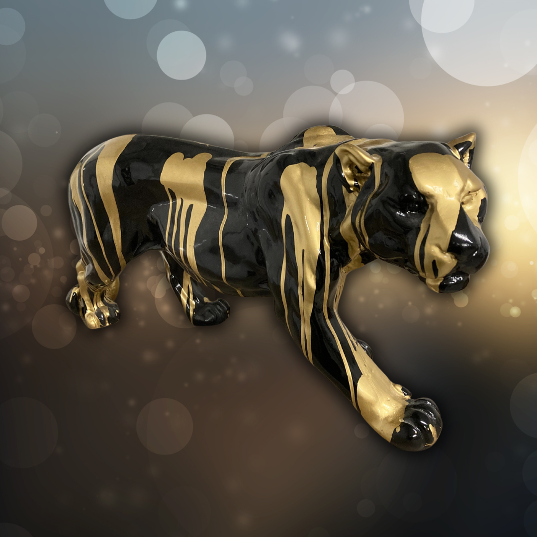 Panther schwarz mit gold überlaufen - 80cm lang