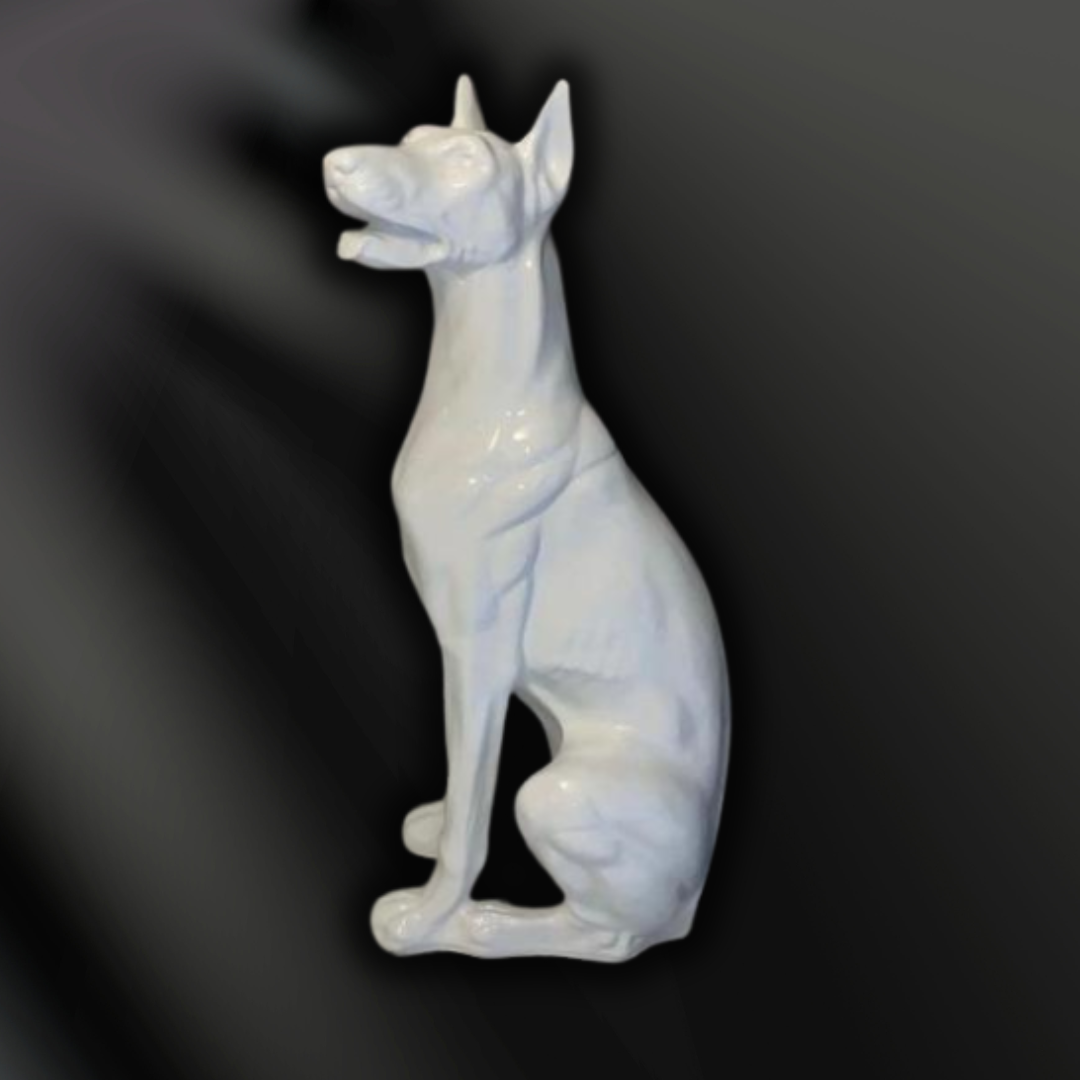 Dobermann weiß aus Kunstharz - 90cm