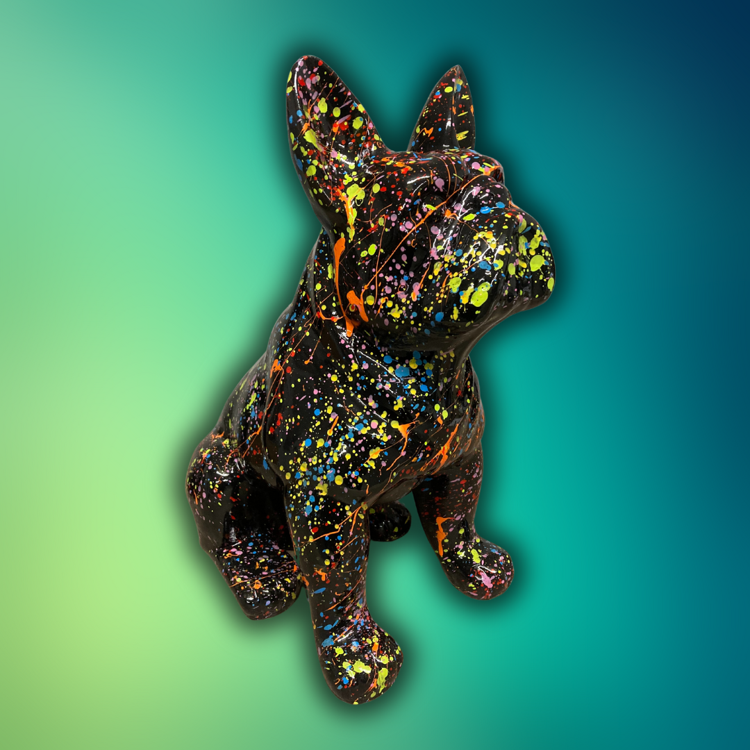 Französische Bulldogge schwarz splash - 42cm