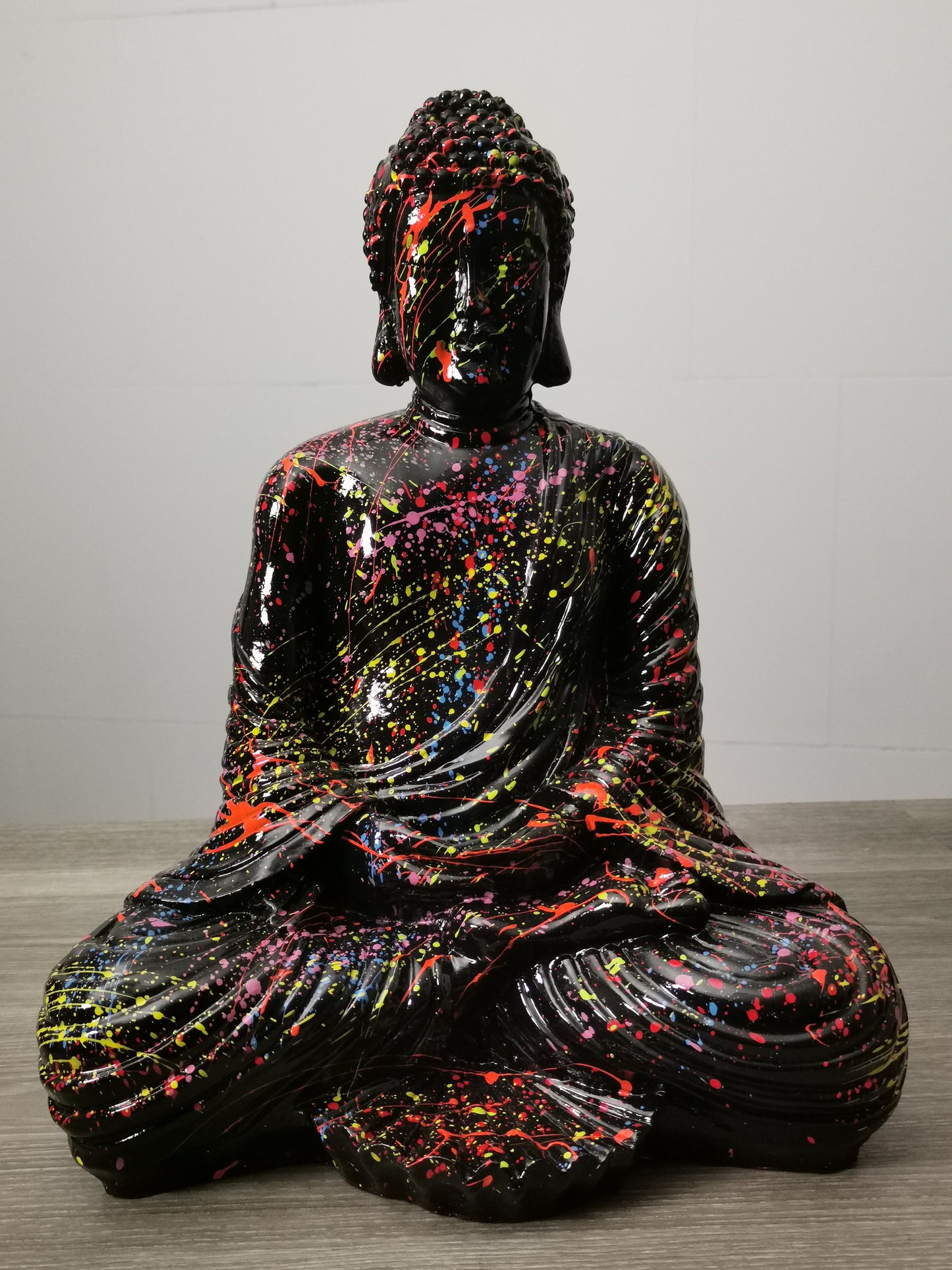 Buddha aus Kunstharz schwarz splash - 42cm