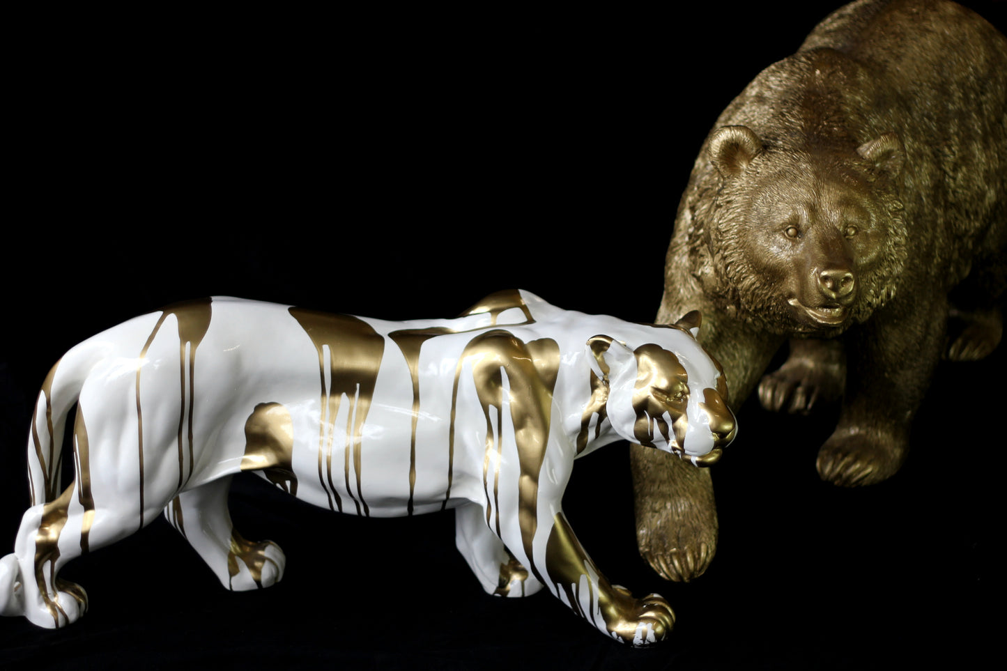 Panther weiß mit gold überlaufen - 80cm lang