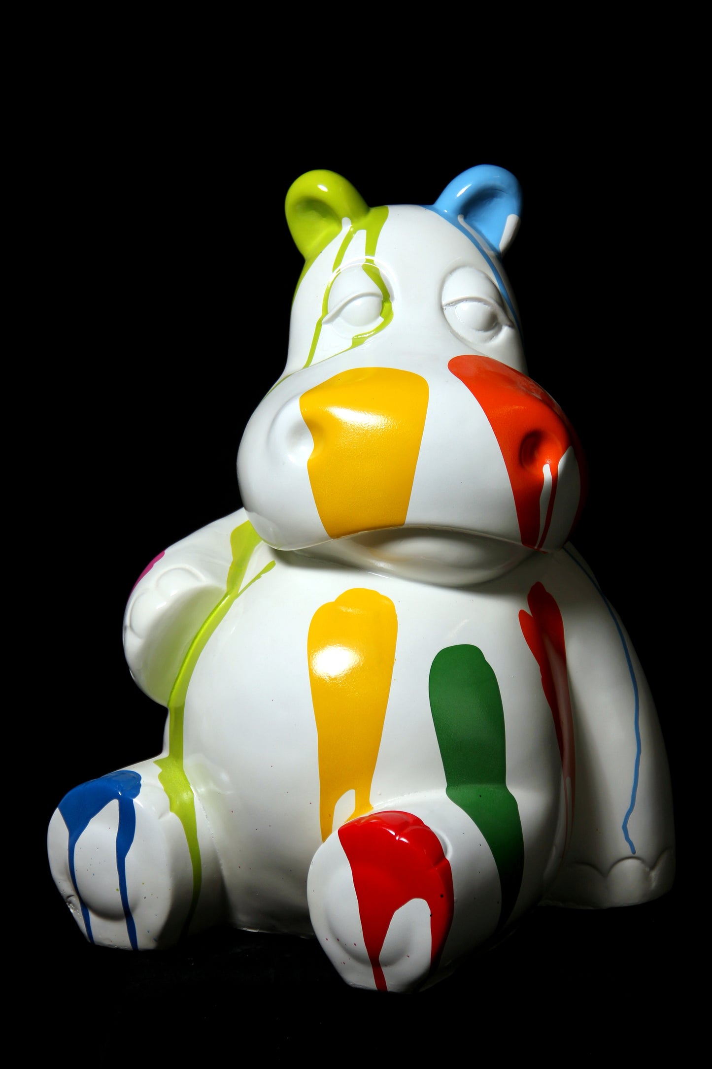 Hippo bunt aus Kunstharz - 50cm