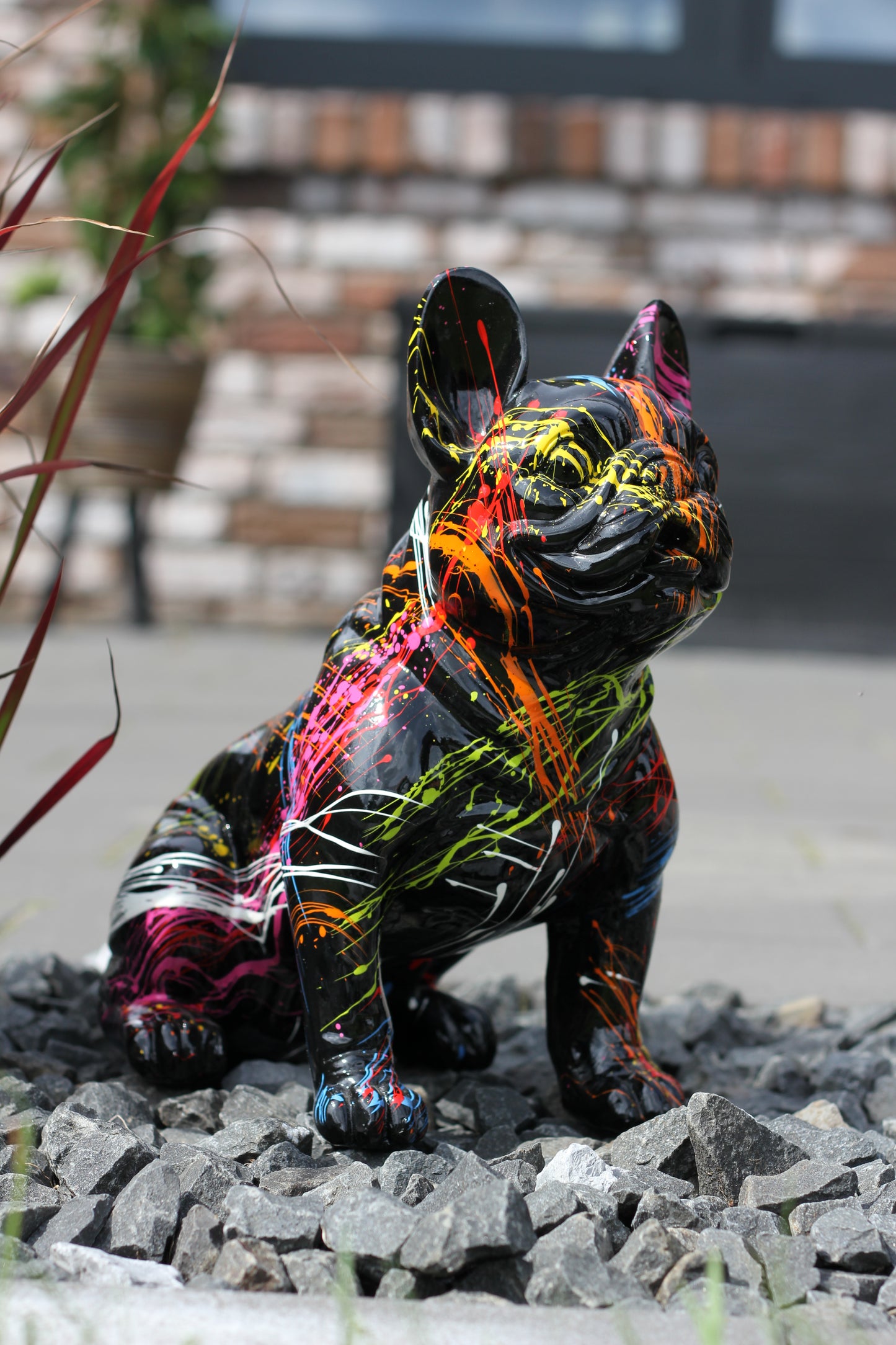 Französische Bulldogge schwarz splash - 32cm