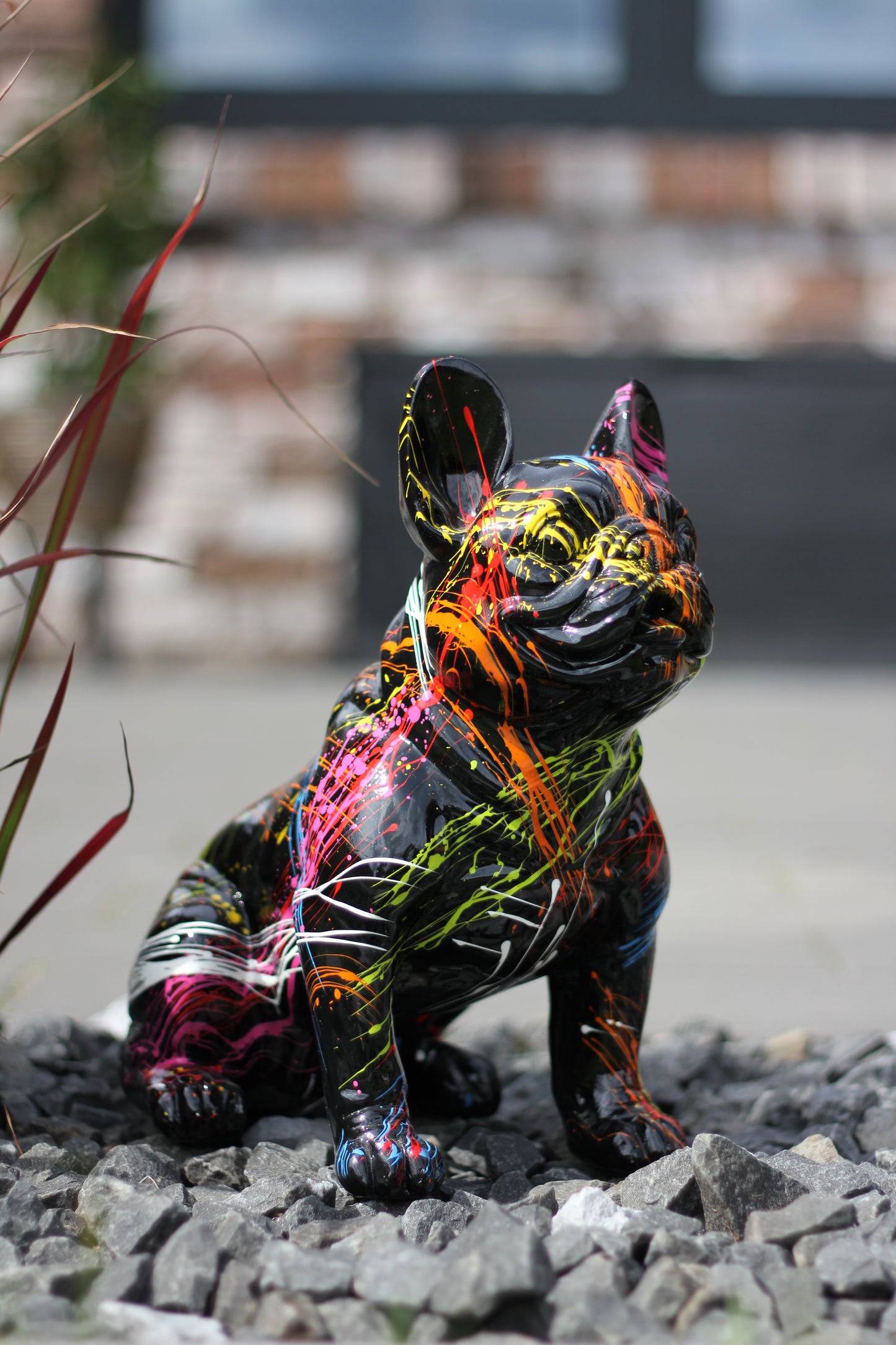 Französische Bulldogge schwarz splash - 32cm