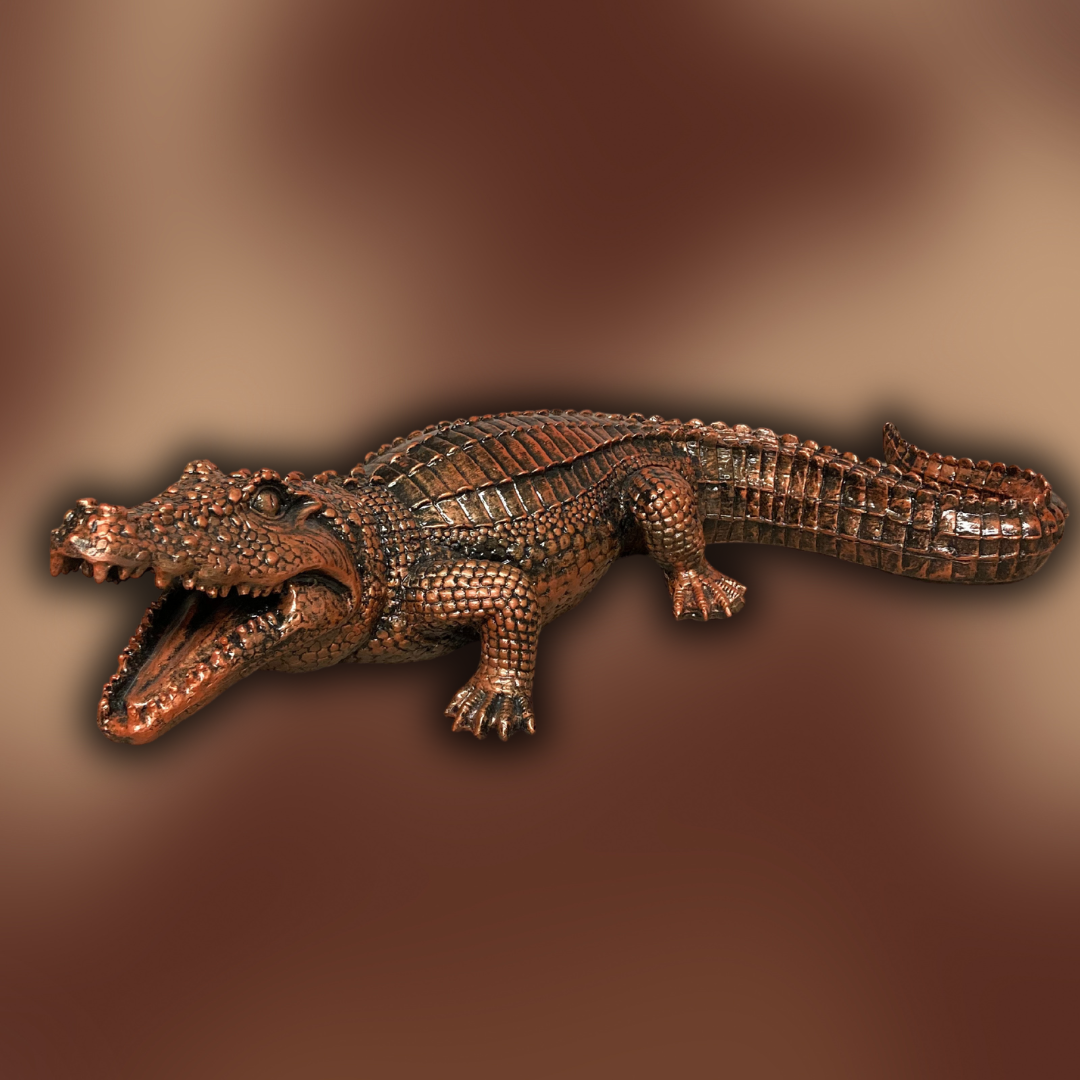 Krokodil bronze-antik aus Kunstharz - 58cm lang