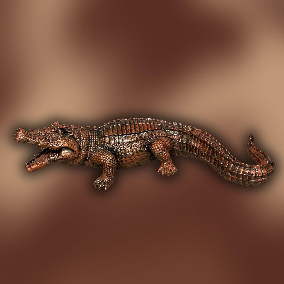 Krokodil bronze-antik aus Kunstharz - 58cm lang