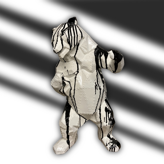 3D Bär weiß/schwarz aus Kunstharz - 47cm