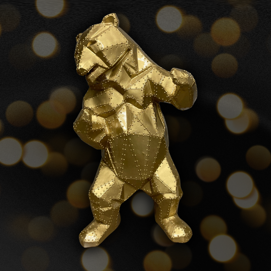 3D Bär gold aus Kunstharz - 47cm
