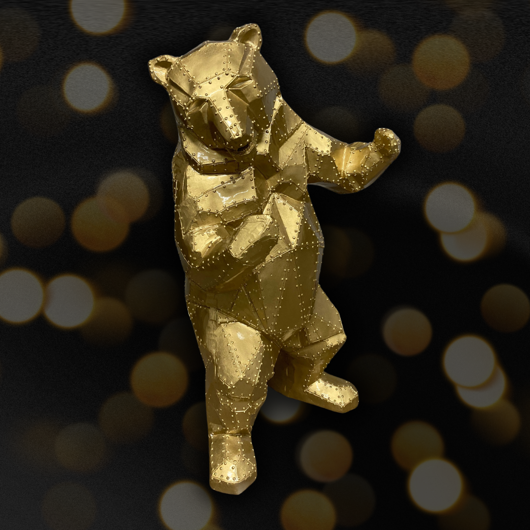 3D Bär gold aus Kunstharz - 47cm