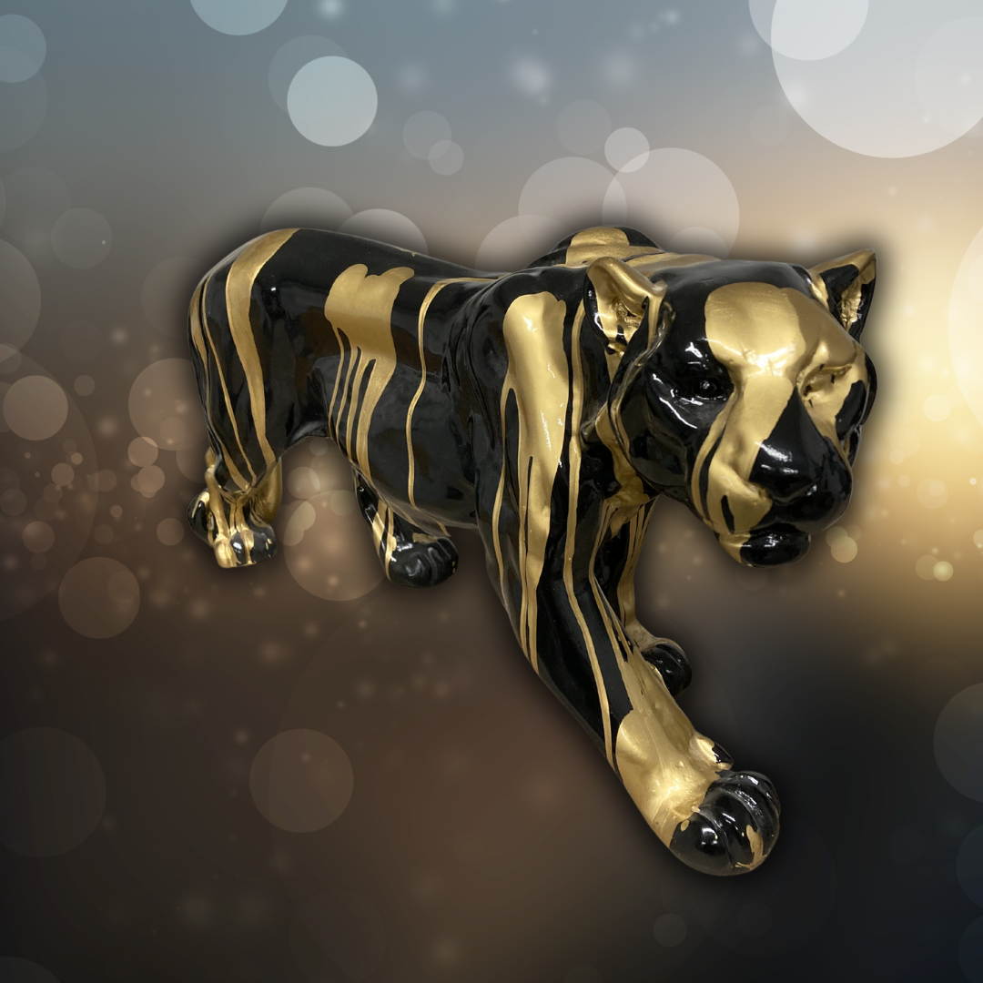 Panther schwarz mit gold überlaufen - 80cm lang