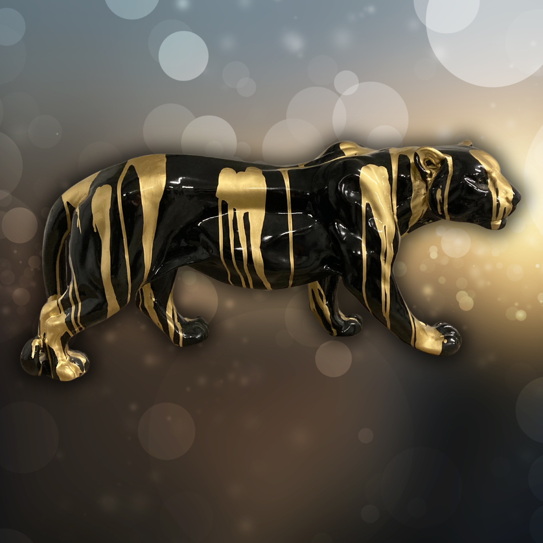 Panther schwarz mit gold überlaufen - 80cm lang
