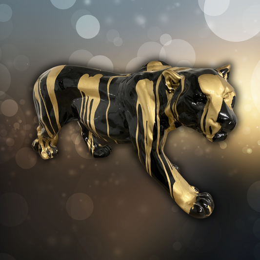 Panther schwarz mit gold überlaufen - 80cm lang