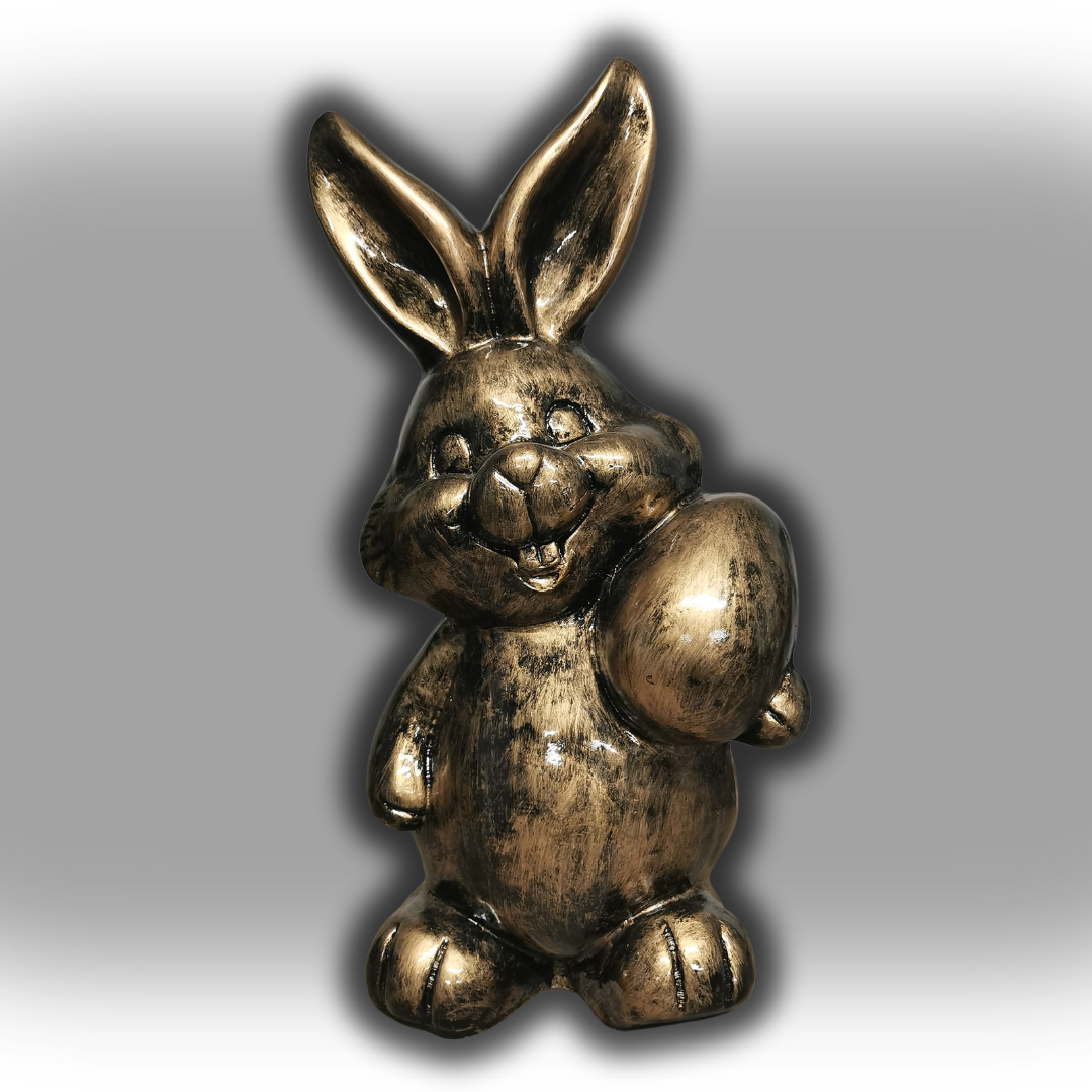 Osterhase aus Kunstharz gold antik - 45cm