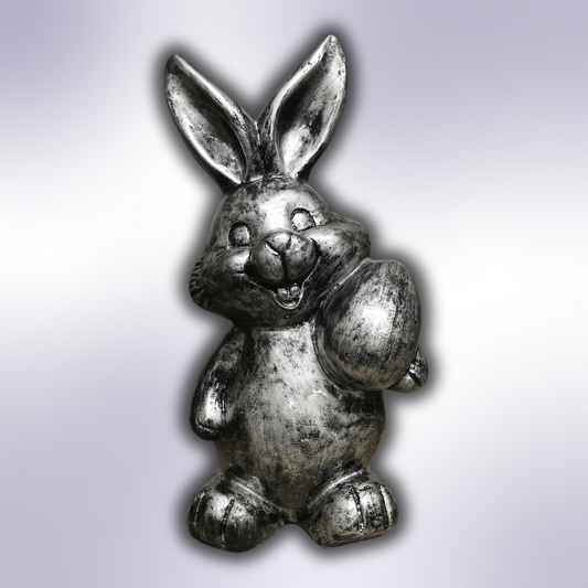 Osterhase aus Kunstharz silber antik - 45cm