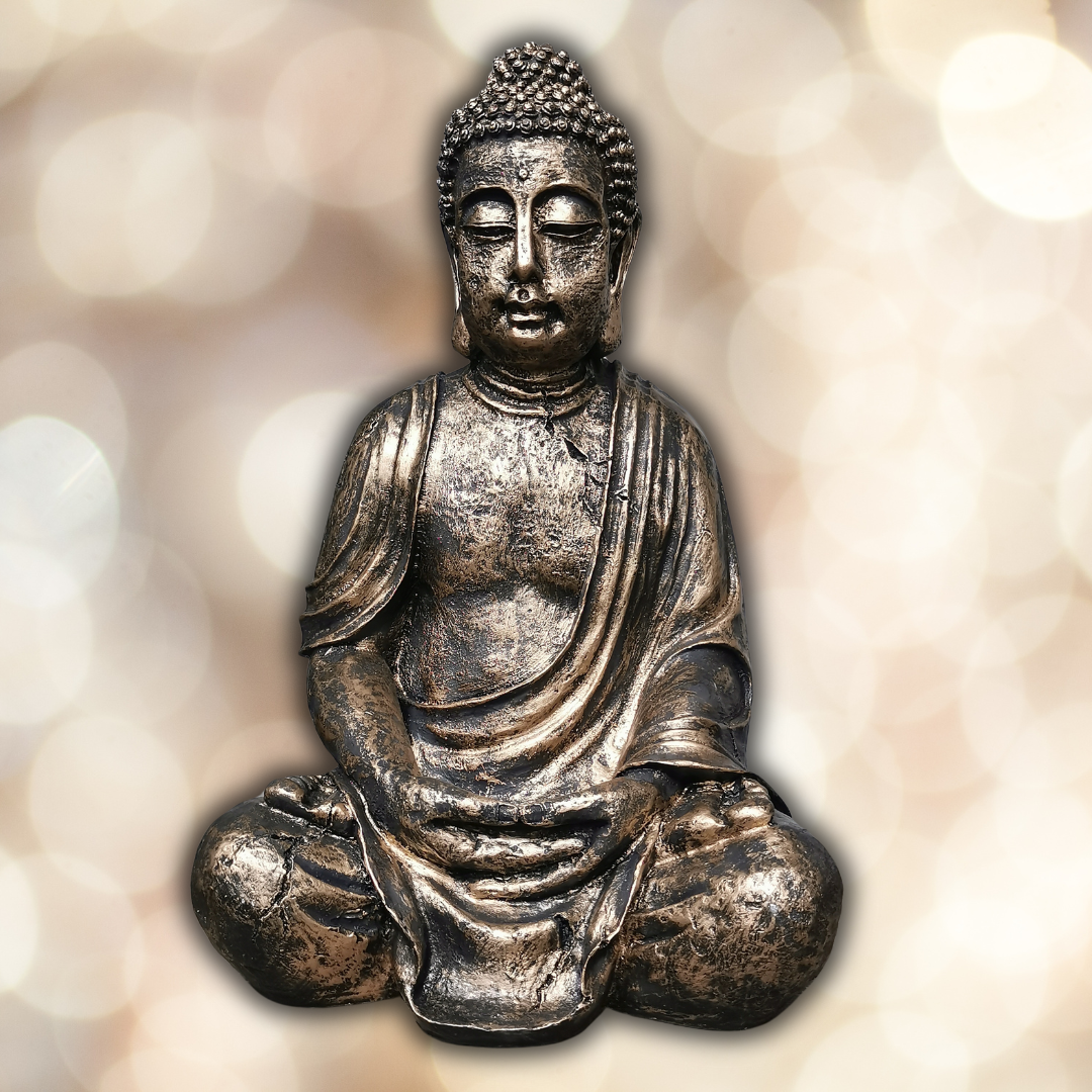 Buddha aus Kunstharz gold antik - 65cm