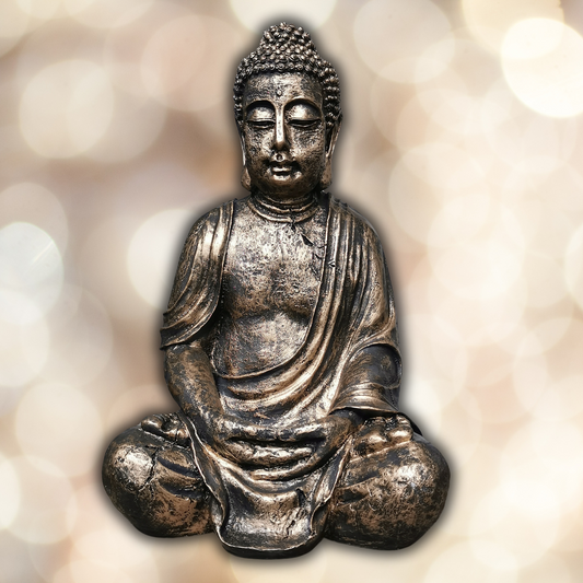 Buddha aus Kunstharz gold antik - 65cm