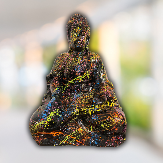 Buddha aus Kunstharz schwarz splash - 68cm
