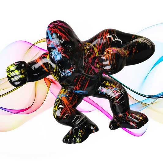 Gorilla schwarz splash aus Kunstharz - 30cm