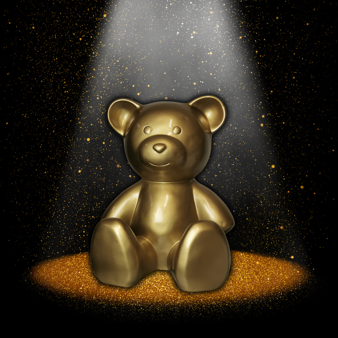 Teddy gold aus Kunstharz - 34cm
