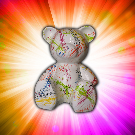 Teddy weiß splash aus Kunstharz - 34cm
