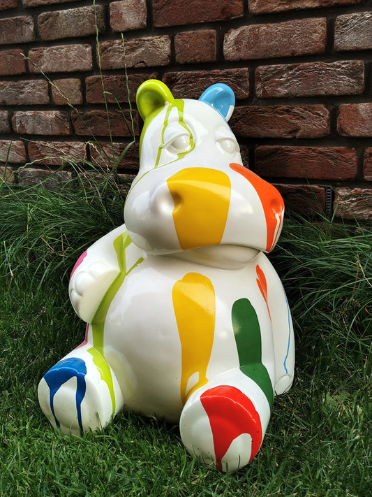 Hippo bunt aus Kunstharz - 50cm