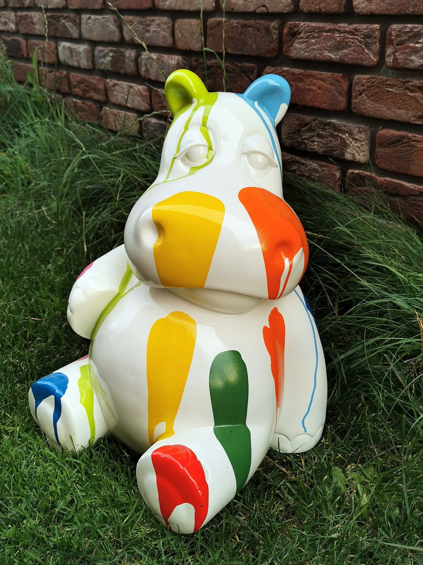 Hippo bunt aus Kunstharz - 50cm