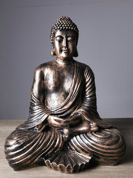 Buddha aus Kunstharz gold-antik - 42cm
