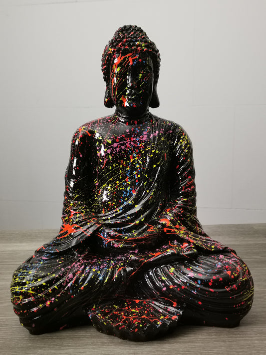 Buddha aus Kunstharz schwarz splash - 42cm