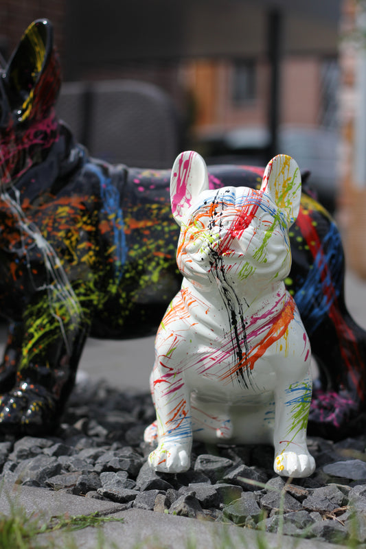 Französische Bulldogge weiß splash - 32cm
