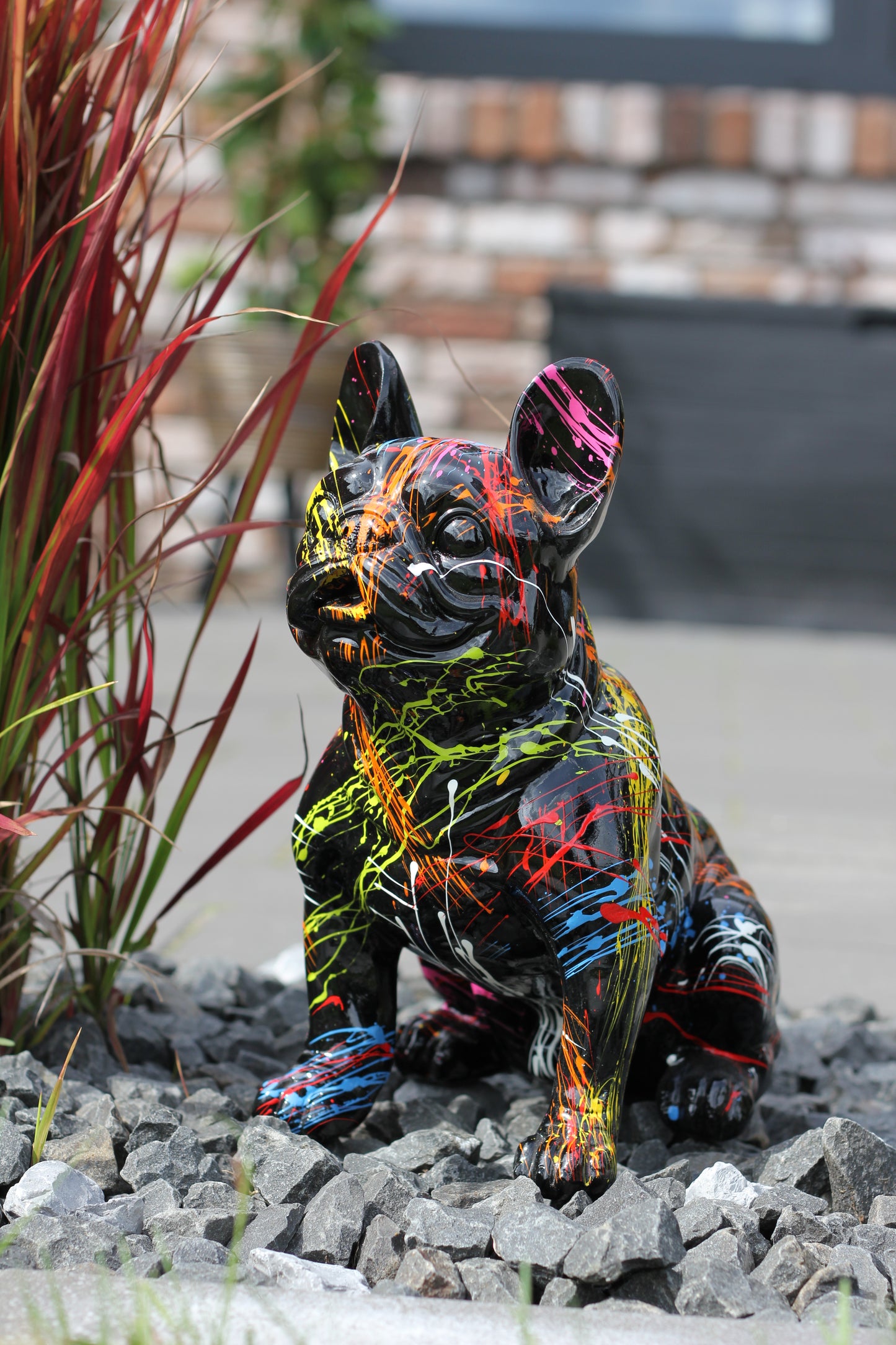 Französische Bulldogge schwarz splash - 32cm