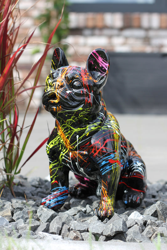 Französische Bulldogge schwarz splash - 32cm